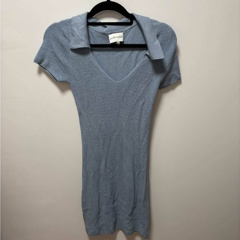 Freshman Blue Gray Fitted Polo Button Down Shirt